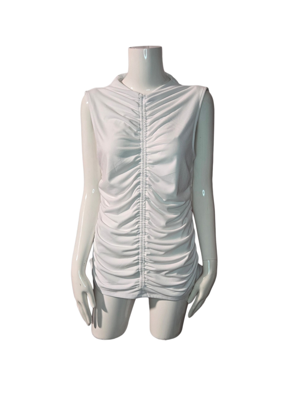 Calvin Klein White Sleeveless Ruched Front Top